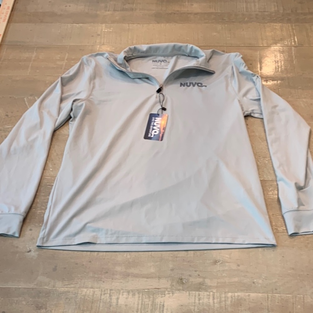 Nuvo Gray Quarter Zip Unisex Size M Lightweight Performance Fabric, SPF‎ 50
